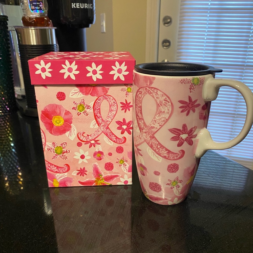 Pink 17oz Ceramic Cup w/Decorative Box (Breast Cancer Awareness Cup)